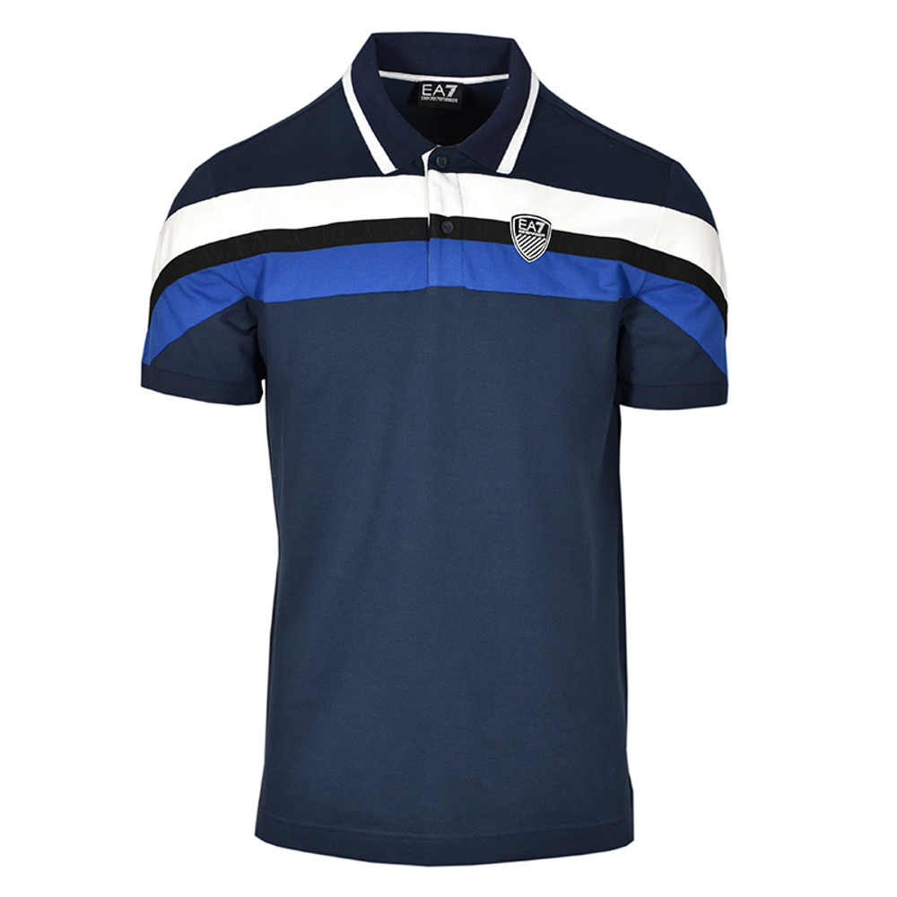 Мужское теннисное поло EA7 Man Jersey Polo Shirt - navy blue