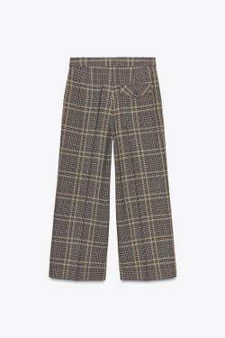 ZARA УКОРОЧЕННЫЕ БРЮКИ В КЛЕТКУ — ZW COLLECTION, РАЗНОЦВЕТНЫЙ