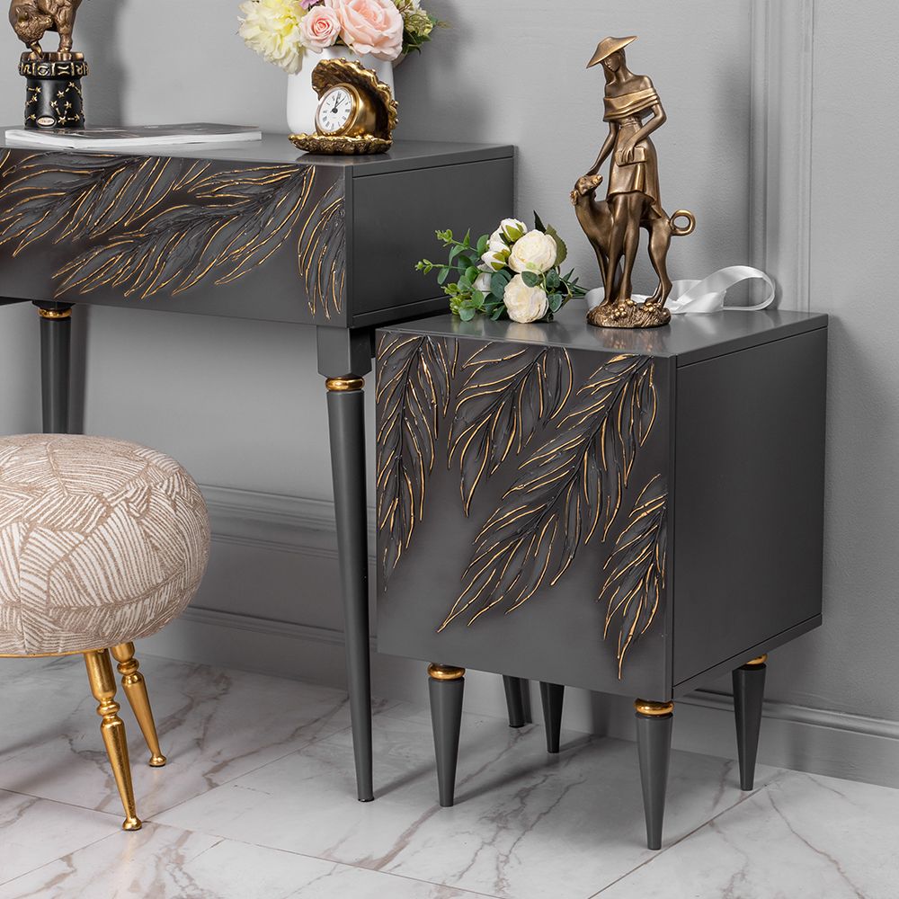 Тумба прикроватная Тропик Классика Серый Голд правая