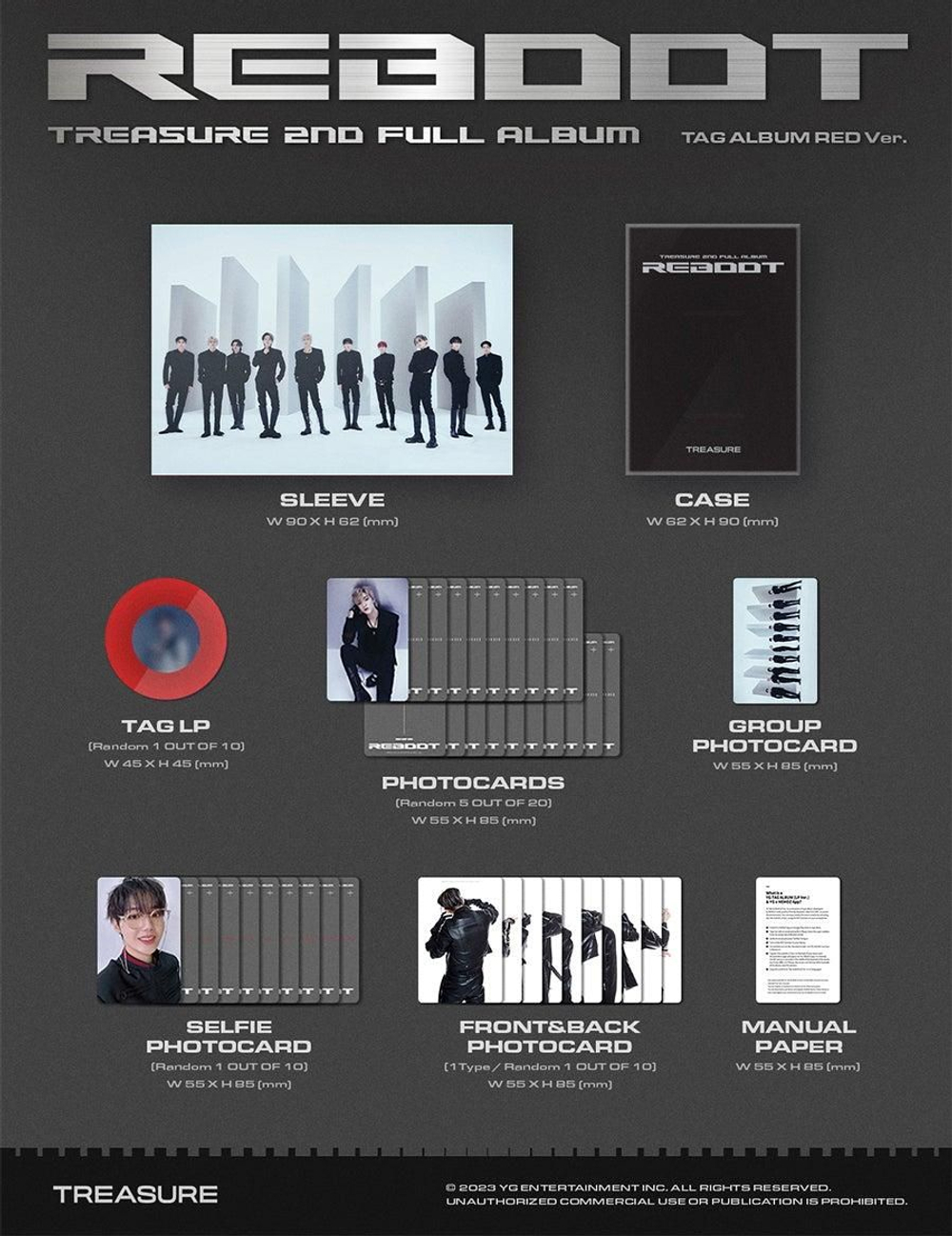 Альбом TREASURE - REBOOT 2nd Album YG TAG 4 Version SET