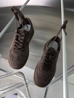 Кроссовки женские натуральная кожа арт. 234-3 цвет "коричнево-серый"