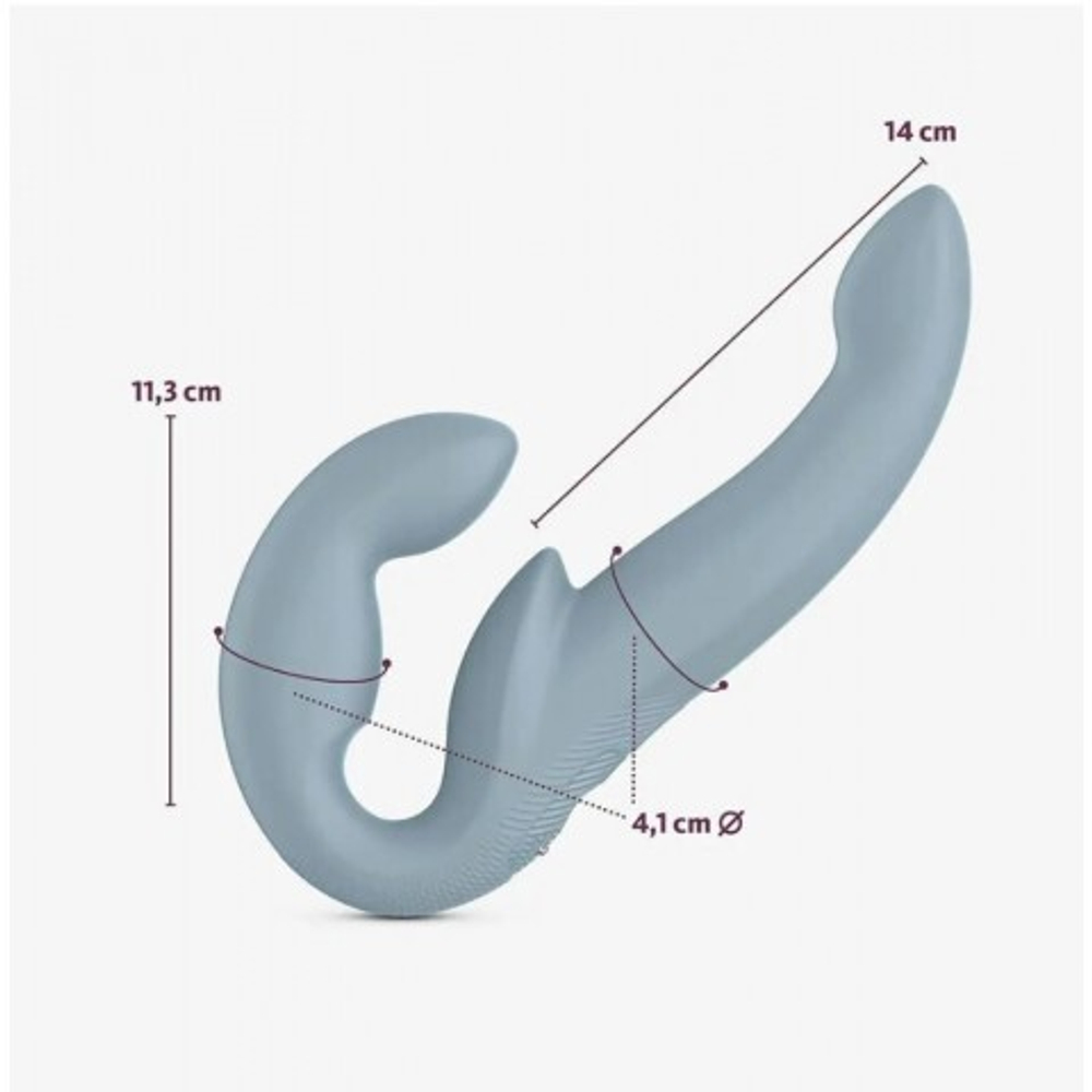 Безремневой страпон с вибрацией Share Vibe Pro от Fun Factory (серый)