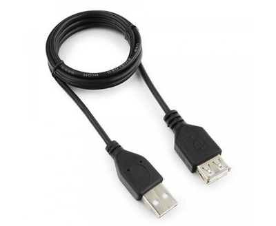 Кабель-удлинитель USB2.0 Гарнизон GCC-USB2-AMAF-1M, AM/AF, медь, 1м, черн, пакет