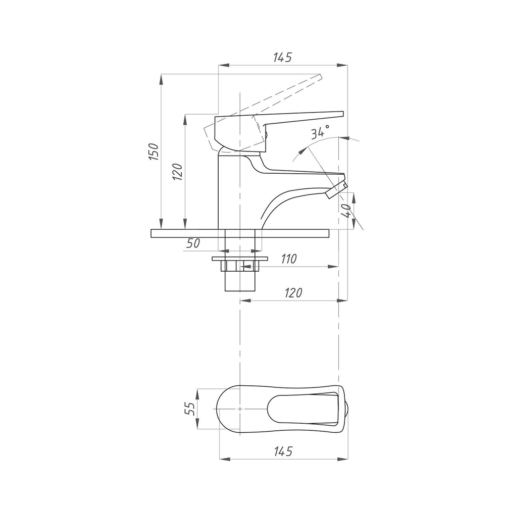 Смеситель для раковины 40к ПРОФСАН ПСМ-740-017 "ПЛЮС" литой, креп. п/гайку, б/подводки ХРОМ