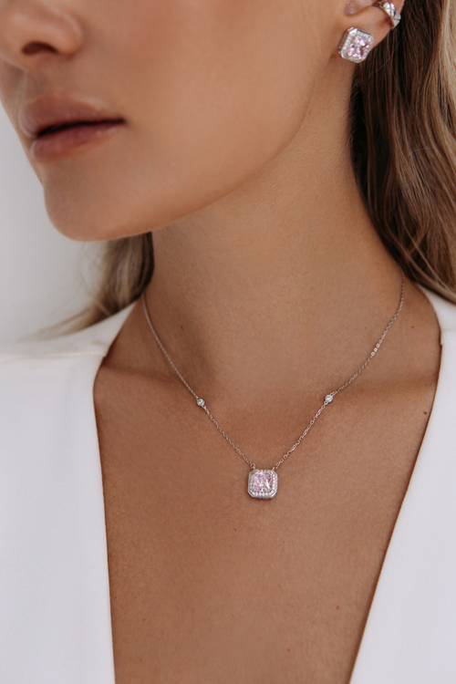 Колье "DIVA" с розовым цирконием