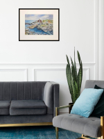 Картина авторская акварельная в паспарту 30х40 см на стену для интерьера "Тут родились Муми-тролли"