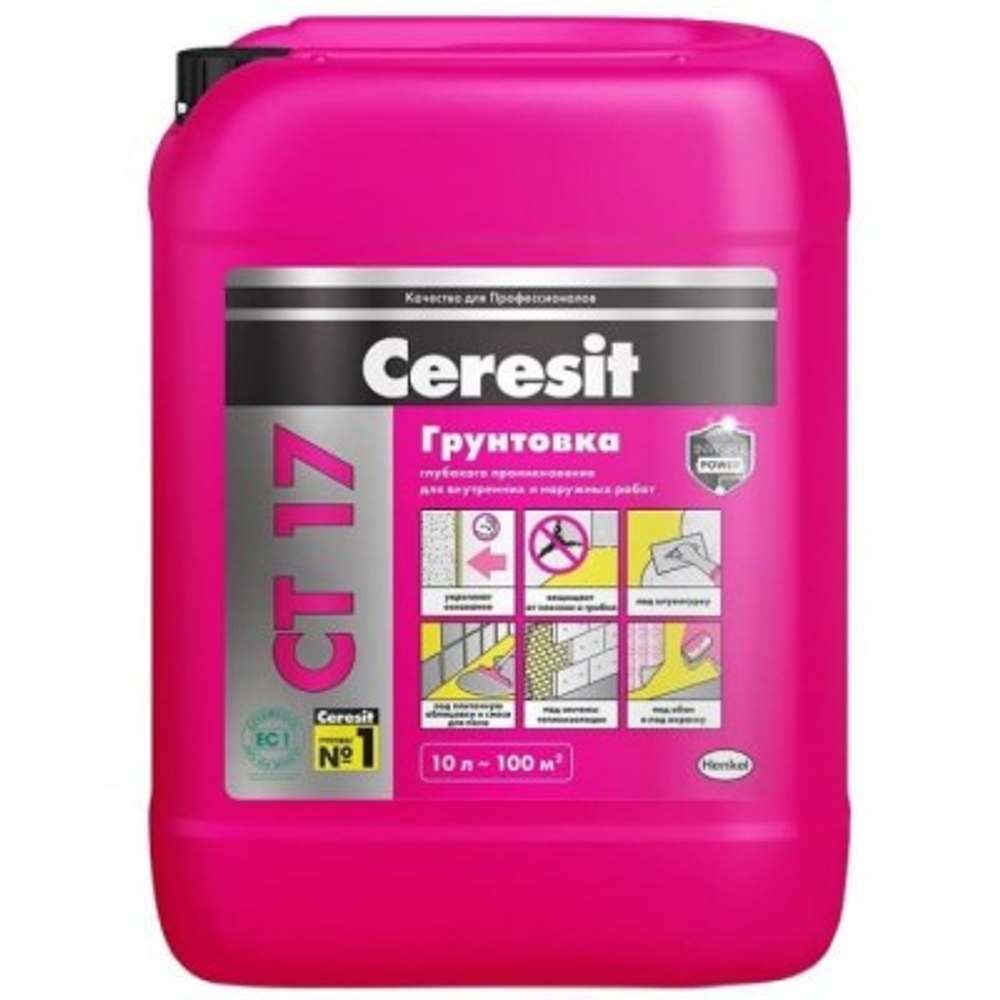 Ceresit ct 17 pro грунтовка глубокого проникновения для наружных и внутренних работ, зима (10л)