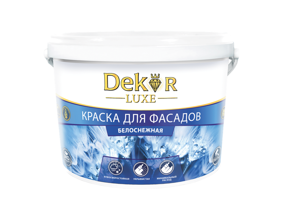 DEKOR LUXE  Краска ВД-АК-111 ГОСТ для фасадов белоснежная  3кг (Кубанские краски)