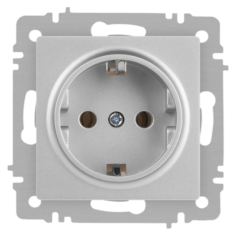 Розетка Intro Accent 6-202-03 2P+E Schuko 16А-250В IP20 СУ AL/CU алюминий