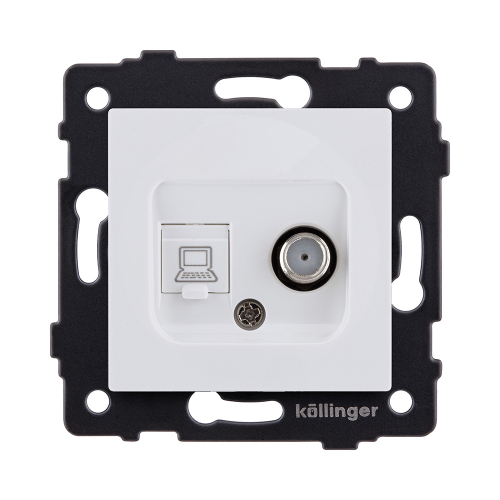 Розетка двойная спутниковая SAT + RJ45 Cat.6, белый матовый Kollinger REA-022WM для Aspekt, Eleganz, Reflex