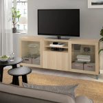 Тумба под ТВ с ящиками - IKEA BESTÅ/BESTA/БЕСТО ИКЕА, 42х74х180 см, под беленый дуб