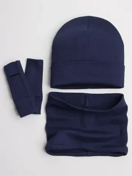 Шапка детская со снудом и митенками