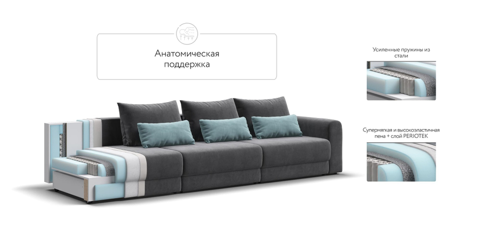 Модульный диван РИЧМОНД MODOOL MAX Велюр Monolit серый