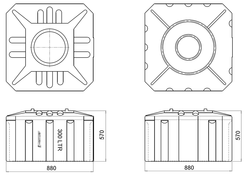 Ёмкость пластиковая пищевая STERH SQ 300 л. прямоугольная (88x88x57см;синий) - арт.555094