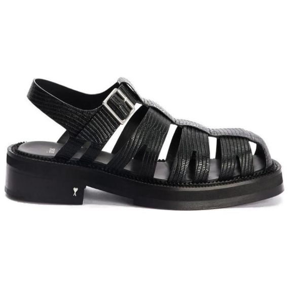 Amiparis Leather Buckle Thick Heel 'Black'