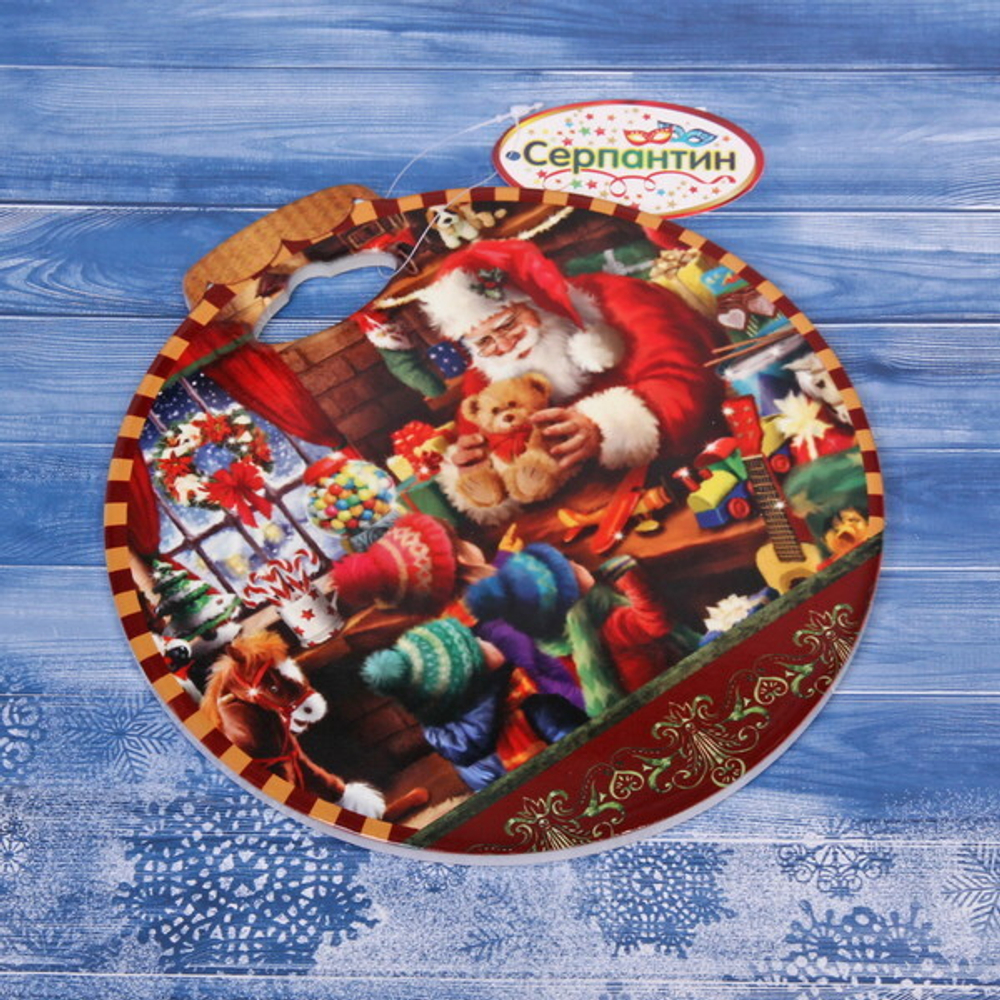 Подставка под горячее керамика «Шар» 20см «Дед Мороз и детки»