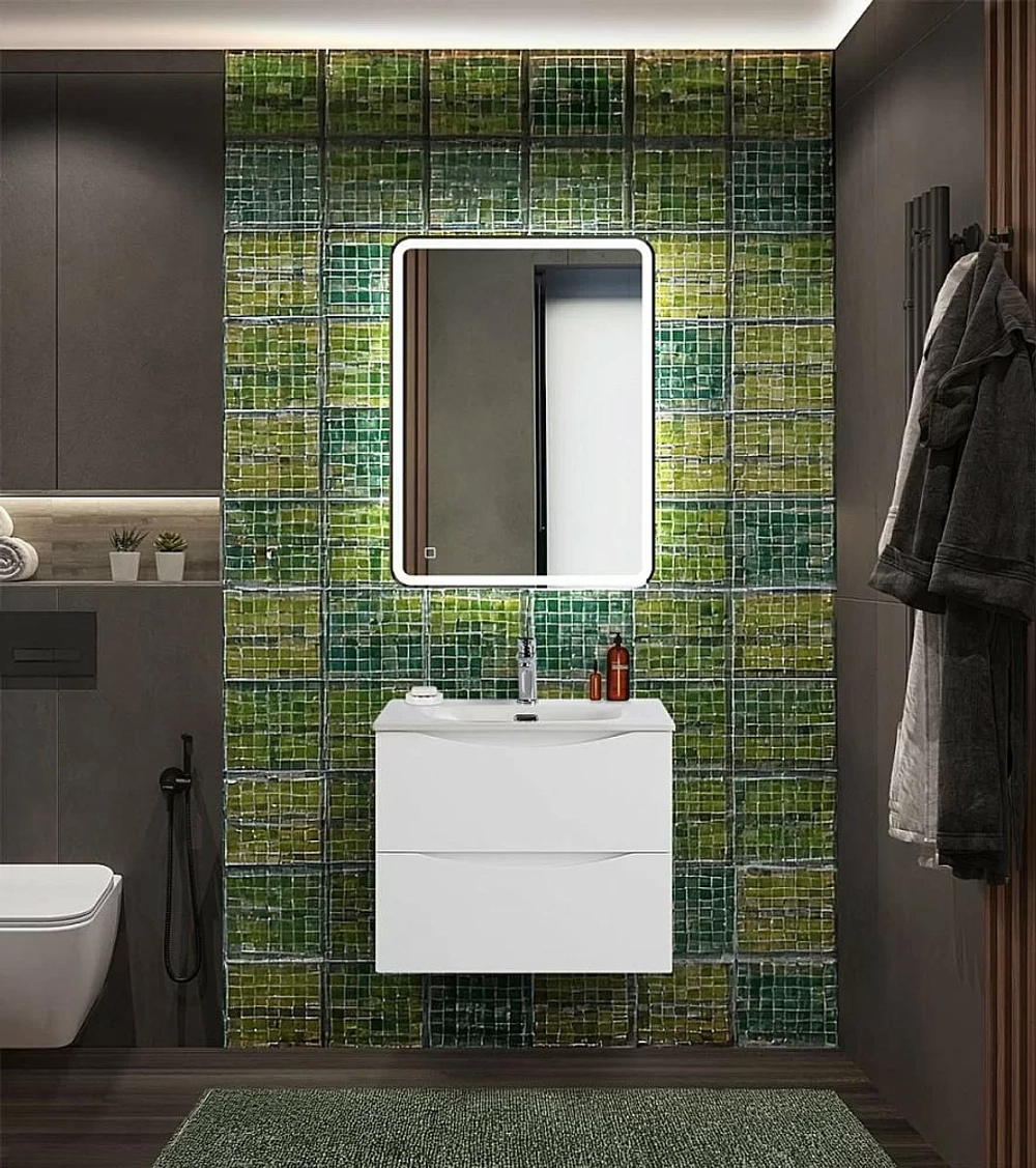 Тумба с раковиной BelBagno MARINO-CER-N-600-2C-SO-BO-P Bianco Opaco