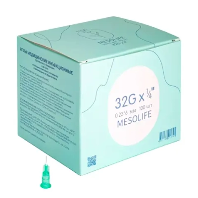 Игла для мезотерапии Mesolife 32G 0,23х6 мм 100 шт