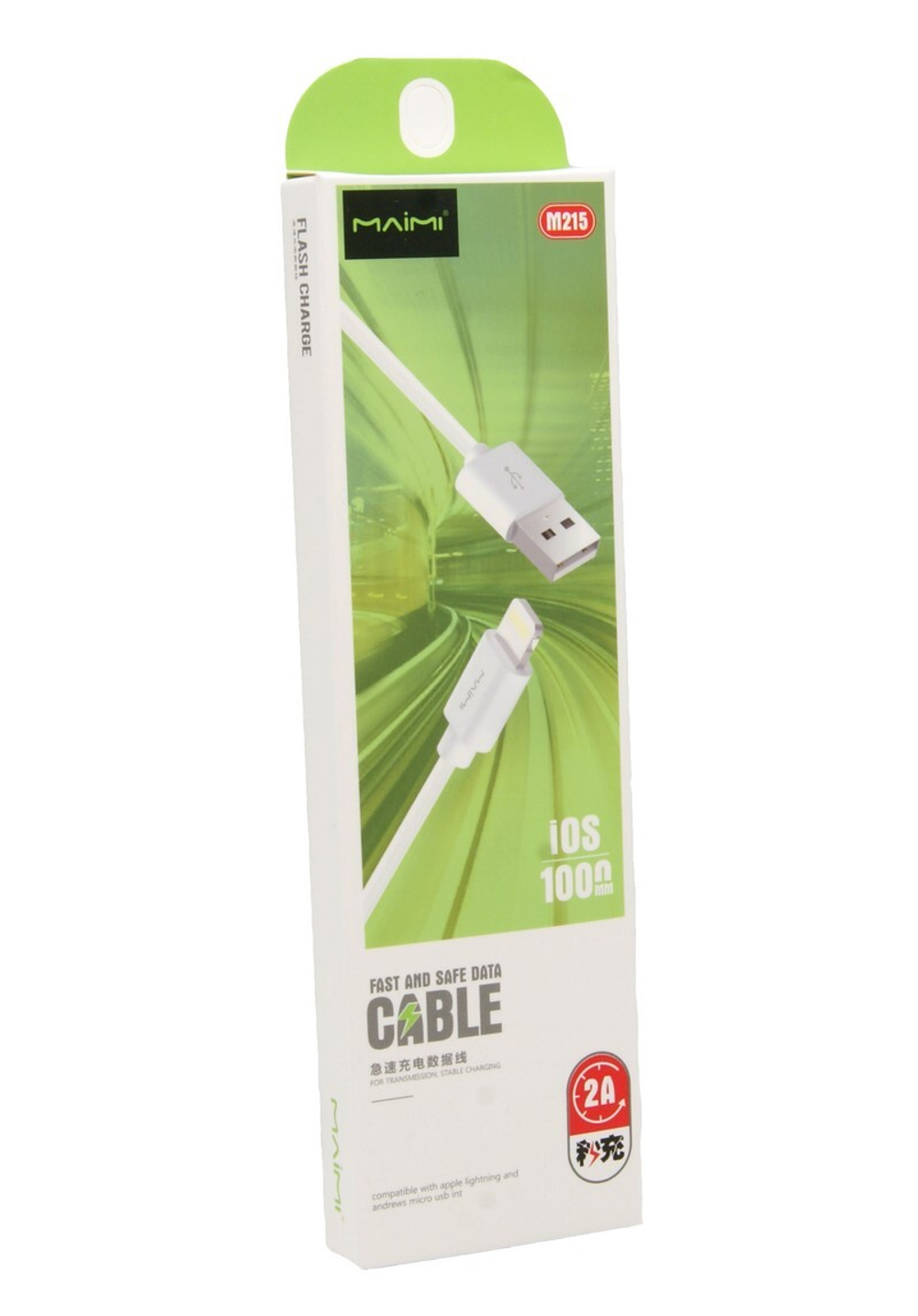 Кабель USB - Lightning MAIMI M215 2A (белый) 1м