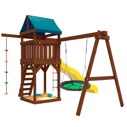 Детская площадка IgroWoods Premium с качелями гнездо Свиби в зеленом цвете ДП-4 Premium