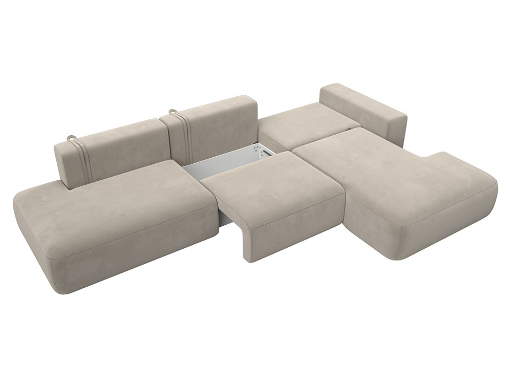 Диван угловой Лига-036 НПБ Модерн Лонг правый угол МИКРОВЕЛЬВЕТ Бежевый