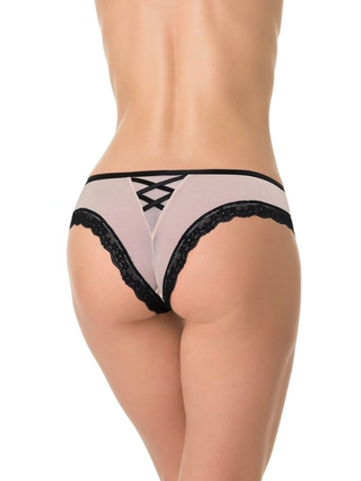 Трусы-бразилианы с имитацией шнуровки (Размер: L) (Цвет: молочный)