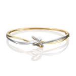 Браслет жесткий из комбинированного золота с фианитами