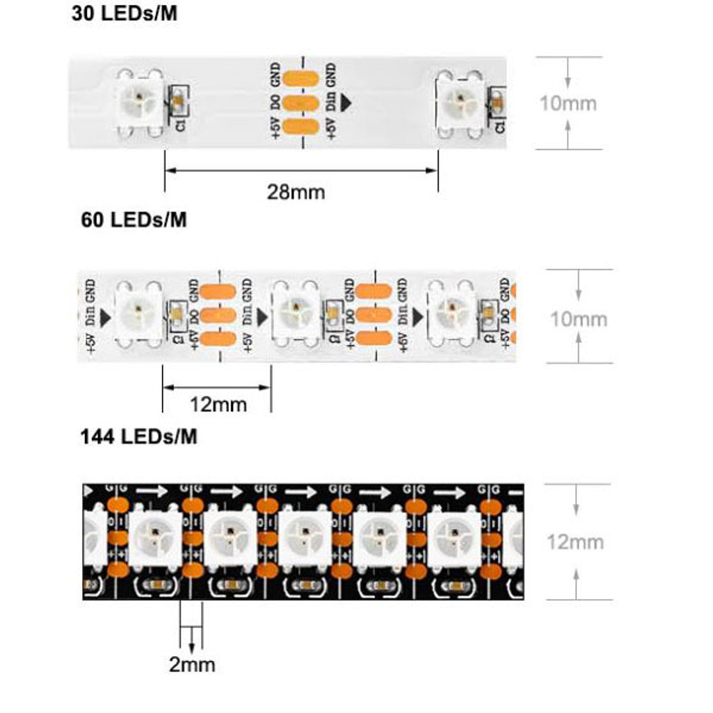 Адресная RGB лента WS2812B/IP30/60LW