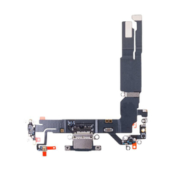 Шлейф для Apple iPhone 16 на системный разъем/микрофон Черный - Премиум