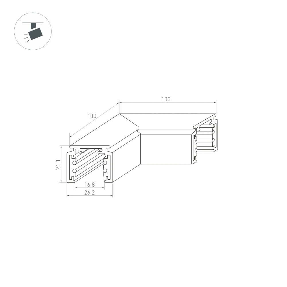 Коннектор угловой MAG-ORIENT-CON-2620-L90 (BK) (Arlight, IP20 Металл, 3 года) 036020