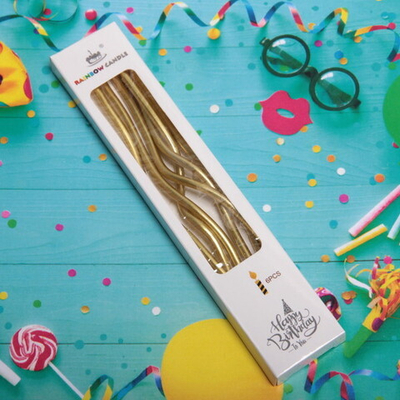 Свечи для торта «Глянцевая волна» 6 шт. 13 см, золото