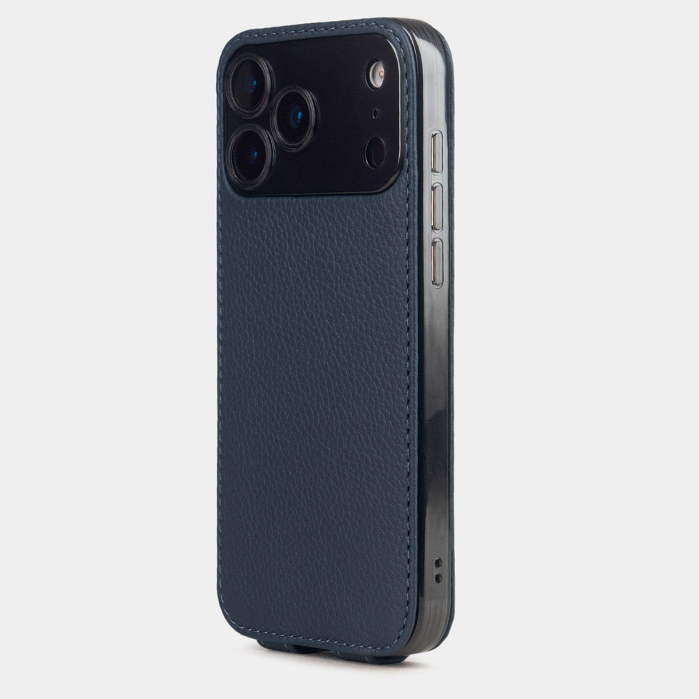 Кожаный чехол для iPhone 17 Pro, теленок синего цвета