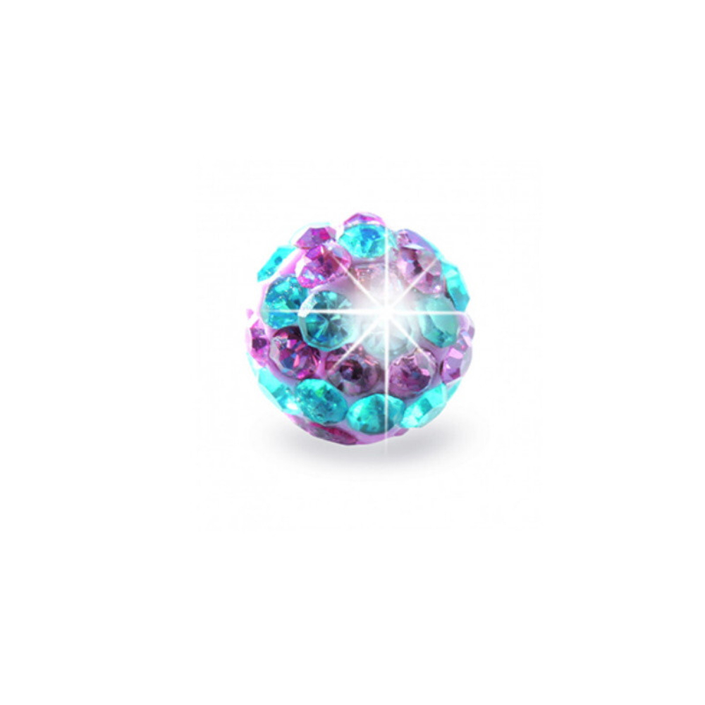 Серьги для ушей BIOJOUX BJT8164 Rose Crystal / Aqua Stripes Ball 6mm ИТАЛИЯ