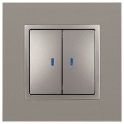 Выключатель ЭРА Elegance 14-1105-16 двойной с подсветкой, 10АХ-250В, титан