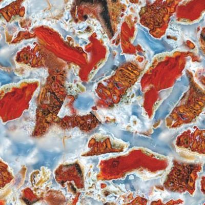 Красно-коричневый голубой рисунок в камне