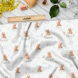 Ткань муслин мишка с удочкой