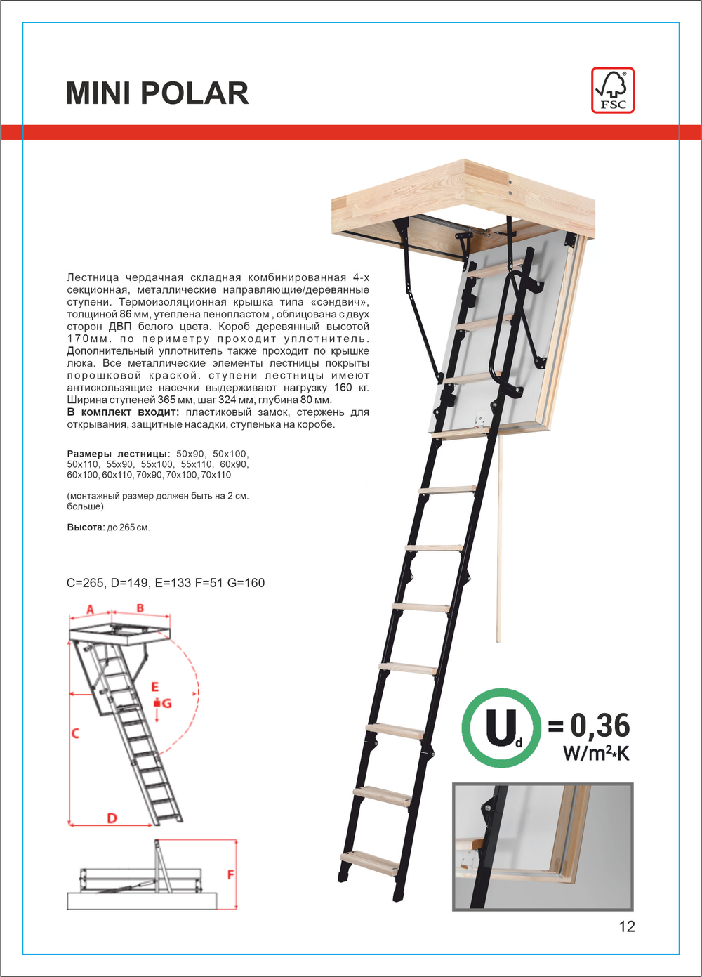 MINI POLAR чердачная лестница с люком