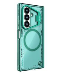 Чехол зеленого цвета с MagSafe от Nillkin с металлической откидной крышкой для камеры на Samsung Galaxy Fold 7, серия Iceblade Prop Magnetic