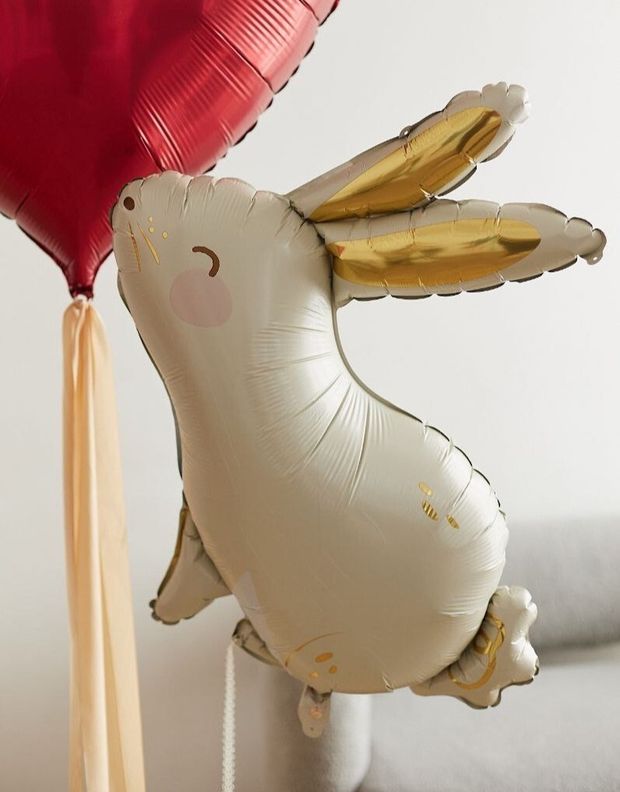 Party Deco Шар (31''/79 см) фигура Зайка кролик белый Золотые ушки в уп (БГ-23)