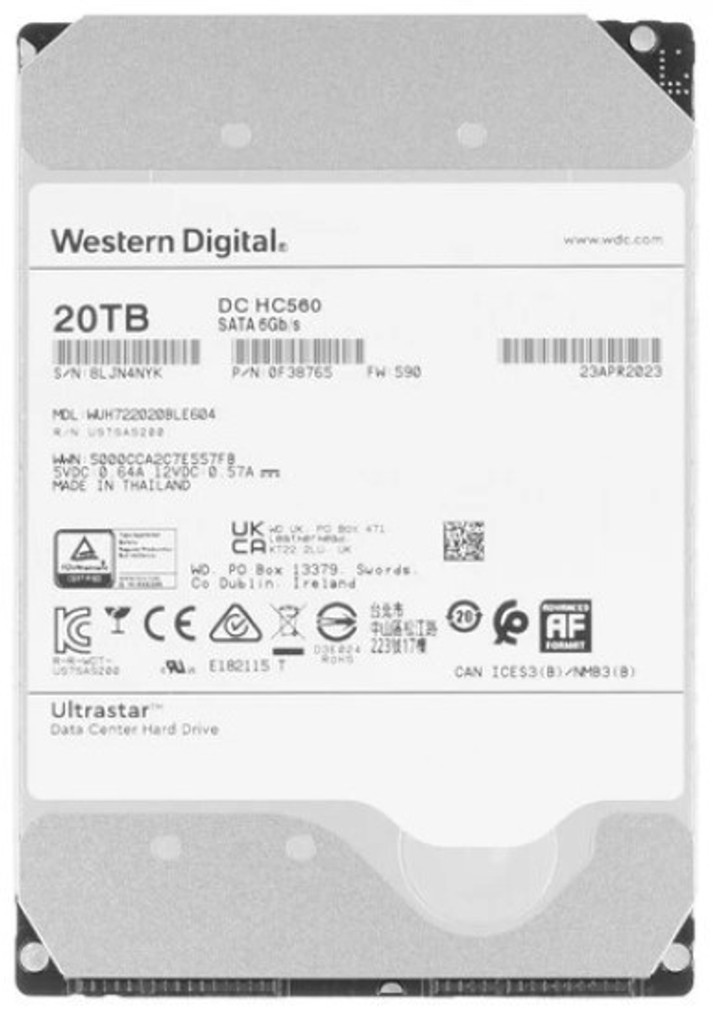 Жесткий диск 20TB SATA 6Gb/s Western Digital Ultrastar DC HC560
