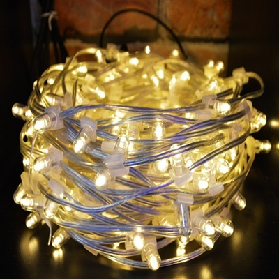 Клип лайт Белый Теплый Мерцающий, комплект с трансформатором, 30 метров, IP65, прозрачный провод с колпачком