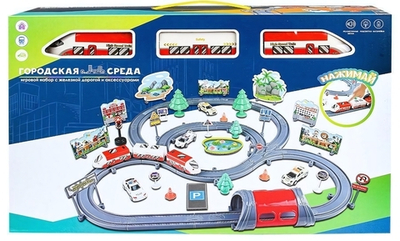 Железная дорога "Городская среда 2" (свет,звук,2 бат.АААне вх.в комплекте ,111деталей) (Арт. ZY1017489)