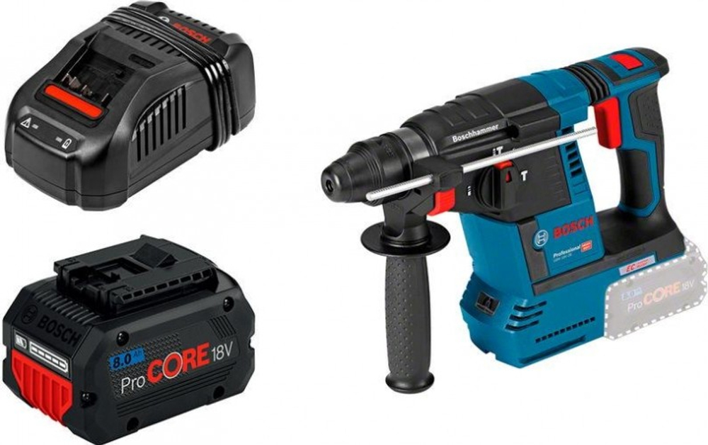 Перфоратор аккумуляторный BOSCH GBH 18 V-26 бесщеточный 0615990M3N 1х8,0 Ач, картон