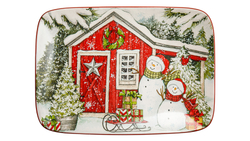 Блюдо прямоугольное 36x25см Certified Int. Дом снеговика
