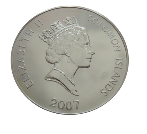 Соломоновы о-ва 5 долларов 2007 Год свиньи Лунный календарь СЕРЕБРО позолота