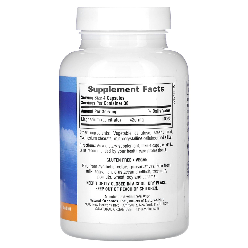 NaturesPlus, KalmAssure, магний, 120 веганских капсул (105 мг на капсулу)