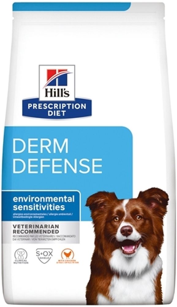 Сухой диетический корм Hill&#39;s Prescription Diet Derm Defense для собак при аллергии, блошином и атопическом дерматите, с курицей 1,5 кг