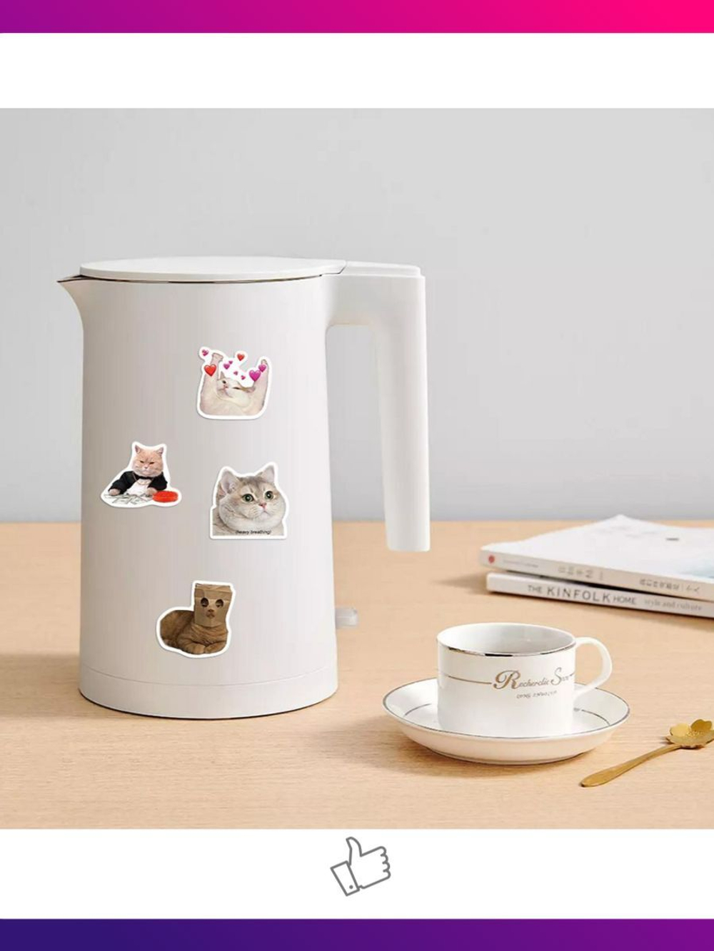 Наклейки на телефон котики многоразовые 50 шт