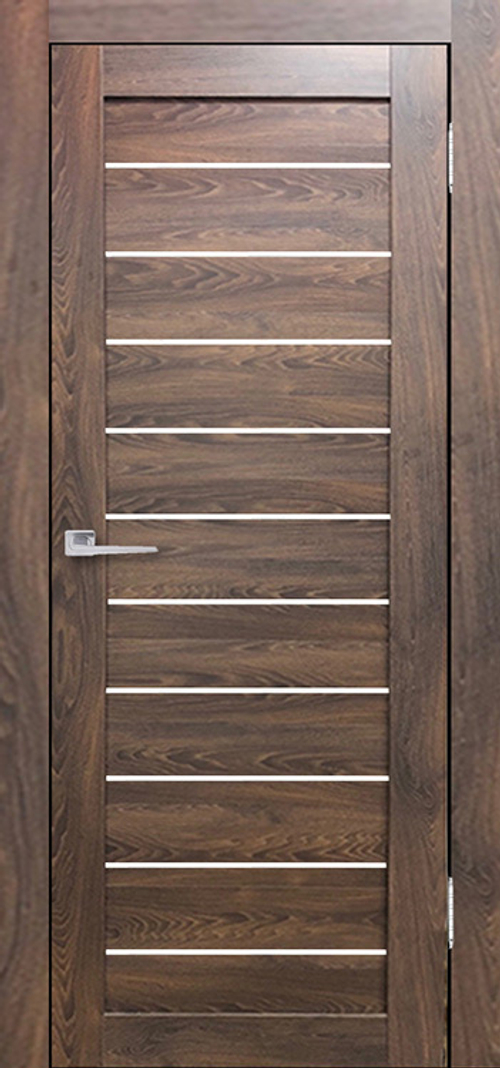 Межкомнатная дверь Бавария 04 ПВХ / Цвет Ясень таволато / Остекление "Сатинато" / Двери Верда