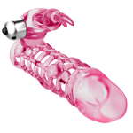 Розовая удлиняющая насадка 13см с вибрирующим стимулятором Baile Ultimate Love Steeve BI-026201